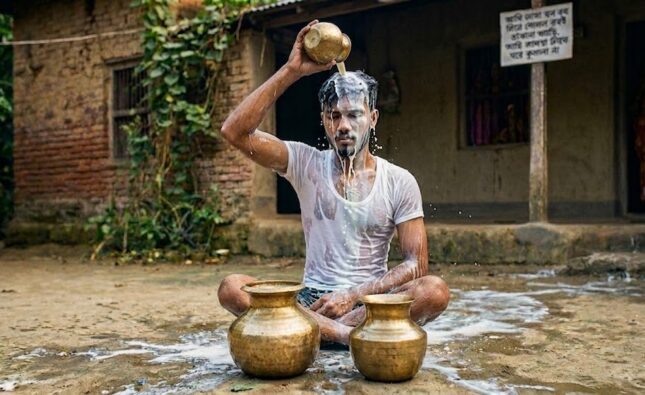 আধা মন দুধ দিয়ে গোসল করে স্ত্রীকে ঘরে না তোলার প্রতিজ্ঞা